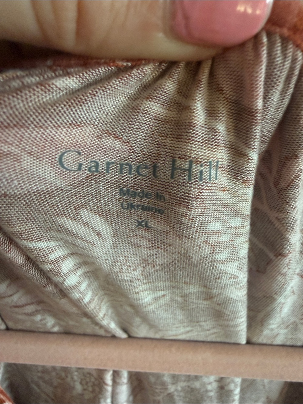 Garnet Hill XL Rust Floral TENCEL Peasant Blouse Tie Neck - Picture 3 of 4